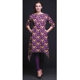 thumbnail image 3 of Bimba Hauts Imprimés Violet Papillon Artistique et Floral pour Femmes Kurti Asymétrique Robe d'Été pour Filles Petit, 3 of 6