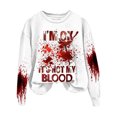thumbnail image 1 of Rbaofujie Chandails d'Automne pour Femmes Halloween Mode Chandail Décontracté à Manches Longues à Col Rond Imprimé pour Femme Hauts Blouse Blanc Chandails à Capuchon pour Femmes, 1 of 3