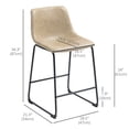 thumbnail image 3 of HOMCOM Tabourets de Bar Ensemble de 2, Tabourets de Comptoir avec Dossier, Beige, 3 of 10