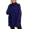 thumbnail image 1 of SGMVNU Women's Oversized Turtleneck Sweaters Fall Long Sleeve Ribbed Tunic Sweater Chunky Pullover Knit Tops(Navy, 3XL), 1 of 3