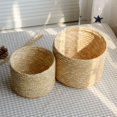 thumbnail image 3 of Wheat Grass Basket with Lid  Small  Wicker Woven Baskets  Little Handmade Rattan Storage Basket Box for Shelf  Home  Bathroom Decor, 3 of 8