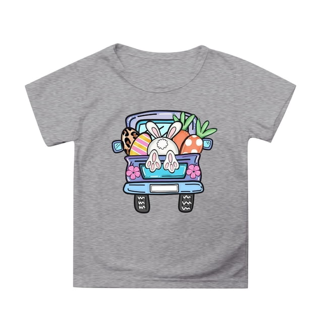TZEWGL Tees For Child Cartoon Printed Round Neck Short Petal Sleeved Clothing For Infnants size 4-5T