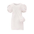 thumbnail image 2 of RXIRUCGD Robe Sac à Bulles Légère à Manches Courtes à Col Rond de Couleur Unie pour Petites et Moyennes Filles ( Blanc, Taille : 2 Ans ), 2 of 7