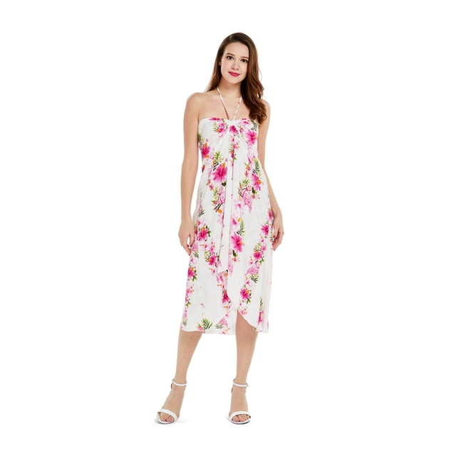 Robe Hawaïenne à Imprimé Floral pour Femmes TP Vigne Hibiscus Rose