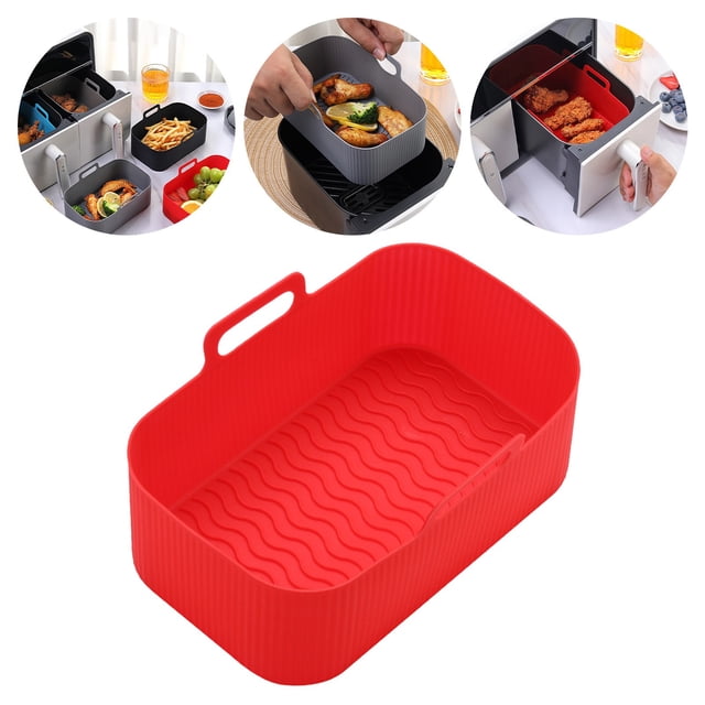 SuoKom Air Silicone Pots en pour Friteuse à, Panier en Silicone pour Friteuse à Air Chaud, Accessoires de Four pour Friteuses à Air Sûrs pour les Aliments, Remplacement du Papier Parchemin, Doublure Réutilisable en Silicone pour Friteuse à Air s'Adapte à la Friteuse à Air