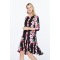 thumbnail image 2 of Hawaiian Manches 3/4 Sirène Tunique Robe M Rose Noir Hibiscus Vigne des Femmes, 2 of 5