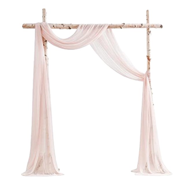 Ruiboury Wedding Arch Drapes Add Romantic Atmosphere With Wide Application Wedding Arch Draping Fabric Polyester Wedding Valance shell pink 2Set
