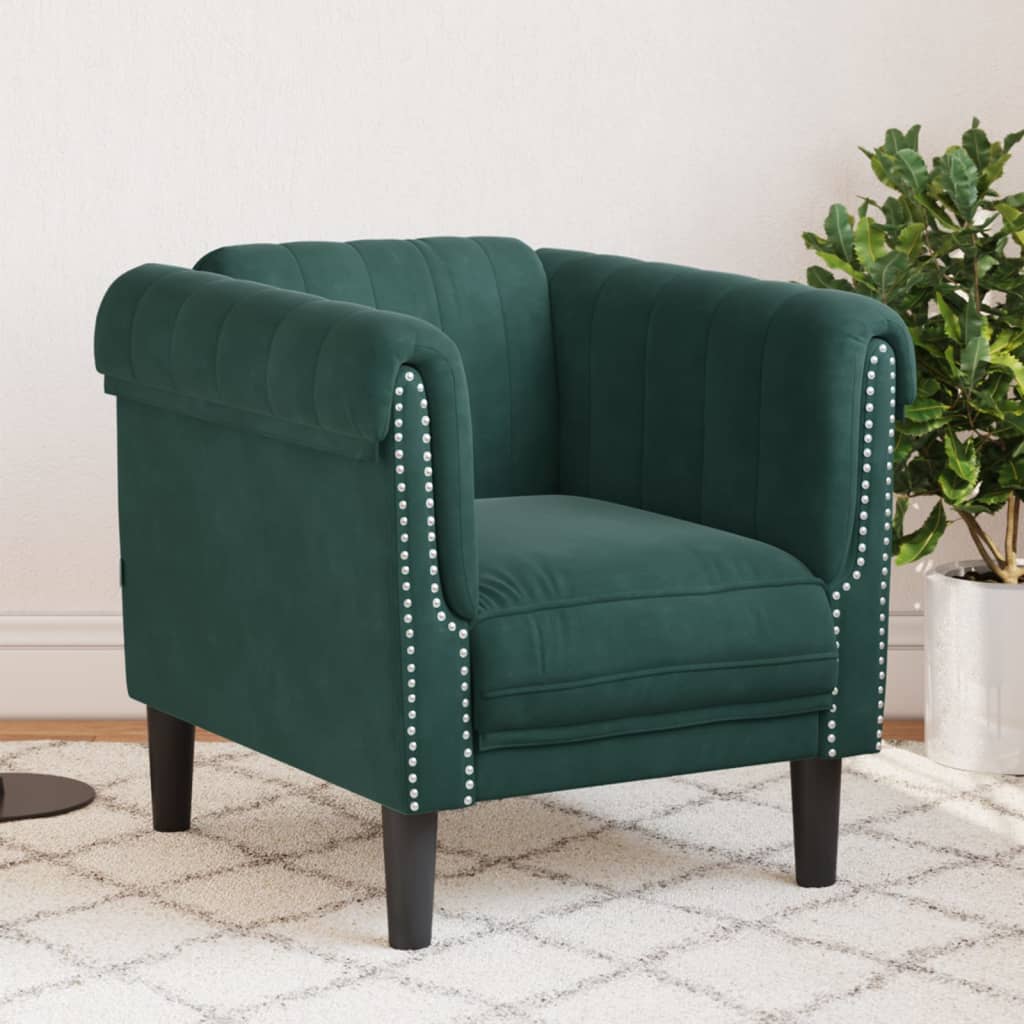 vidaXL Fauteuil Sofa pour Adultes - Velours Vert Foncé