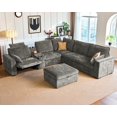 thumbnail image 1 of BEDEEP Canapé Inclinable Électrique 133,9 Pieds' avec Console d'Appui-tête, Canapé Sectionnel en Chenille Moduar Cloud avec Ottoman de Rangement, Canapé Convertible 6 Places pour Salon RV, Gris, 1 of 10