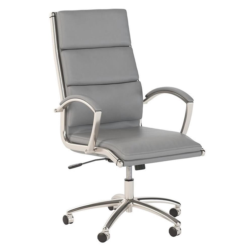Chaise de Direction en Cuir à Dossier Haut Echo, Gris Pâle