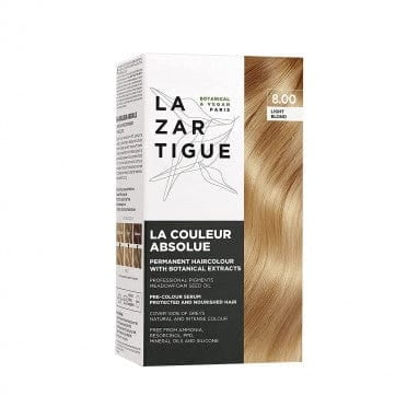 Lazartigue la Couleur Absolue 8.00 Blond Pâle - Coloration Permanente avec Extraits Botaniques - Couleur et Brillance Nourrissantes - Sans Ammoniaque, PPD, Résorcinol, Huiles Minérales et Silicone - Végane