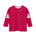 thumbnail image 4 of MKOSPLRT Chandails d'Halloween pour Enfants 3-12 Ans Garçons Filles T-Shirts Graphiques à Manches 3/4 Col Ras du Cou Coupe Ample Hauts Mignons Fantômes Citrouille T-Shirts, 4 of 4