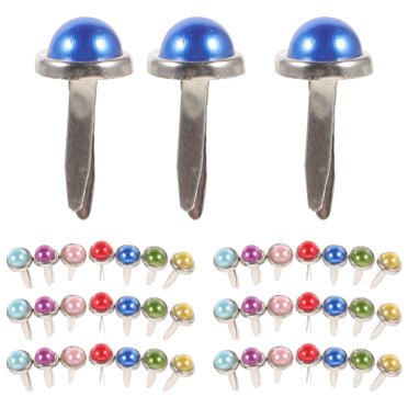 CIMAXIC pearl snap fasteners 50pcs Mini Brads Metal Pearl Brads Paper Fasteners for Scrapbooking Crafts Making Stamping and DIY - 6x13mm (Assorted Colors),0.59"X0.24"X0.24"
