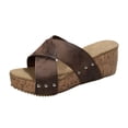 thumbnail image 2 of Gspmoly Sandales à Enfiler pour Femmes, Pantoufles Décontractées Mode pour Femmes à Bout Rond Confortables, Chaussures de Plage Décontractées, Sandales de Douche Brunes 41, 2 of 9