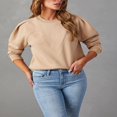 thumbnail image 2 of Solid Color Loose Fit Crew Neck Long Sleeve Sweatshirt for Women, 2 of 9