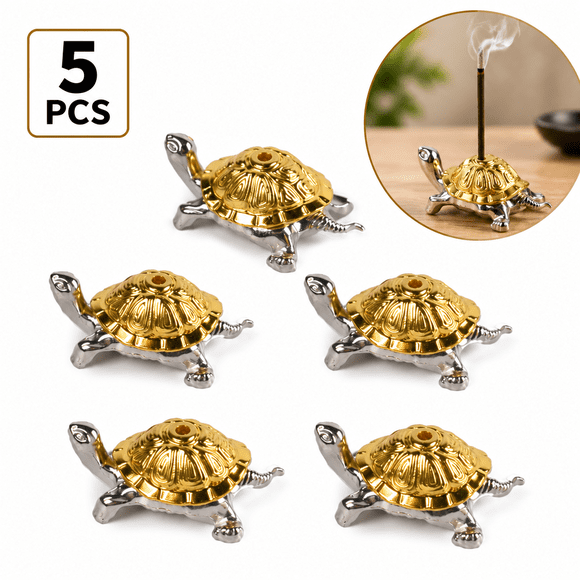 HUIANER 5 Pcs Porte-Encens avec Récupérateur de Cendres, Porte-Bâtons d'Encens en Métal Motif Tortue pour Bâtons, Cônes et Déco Maison