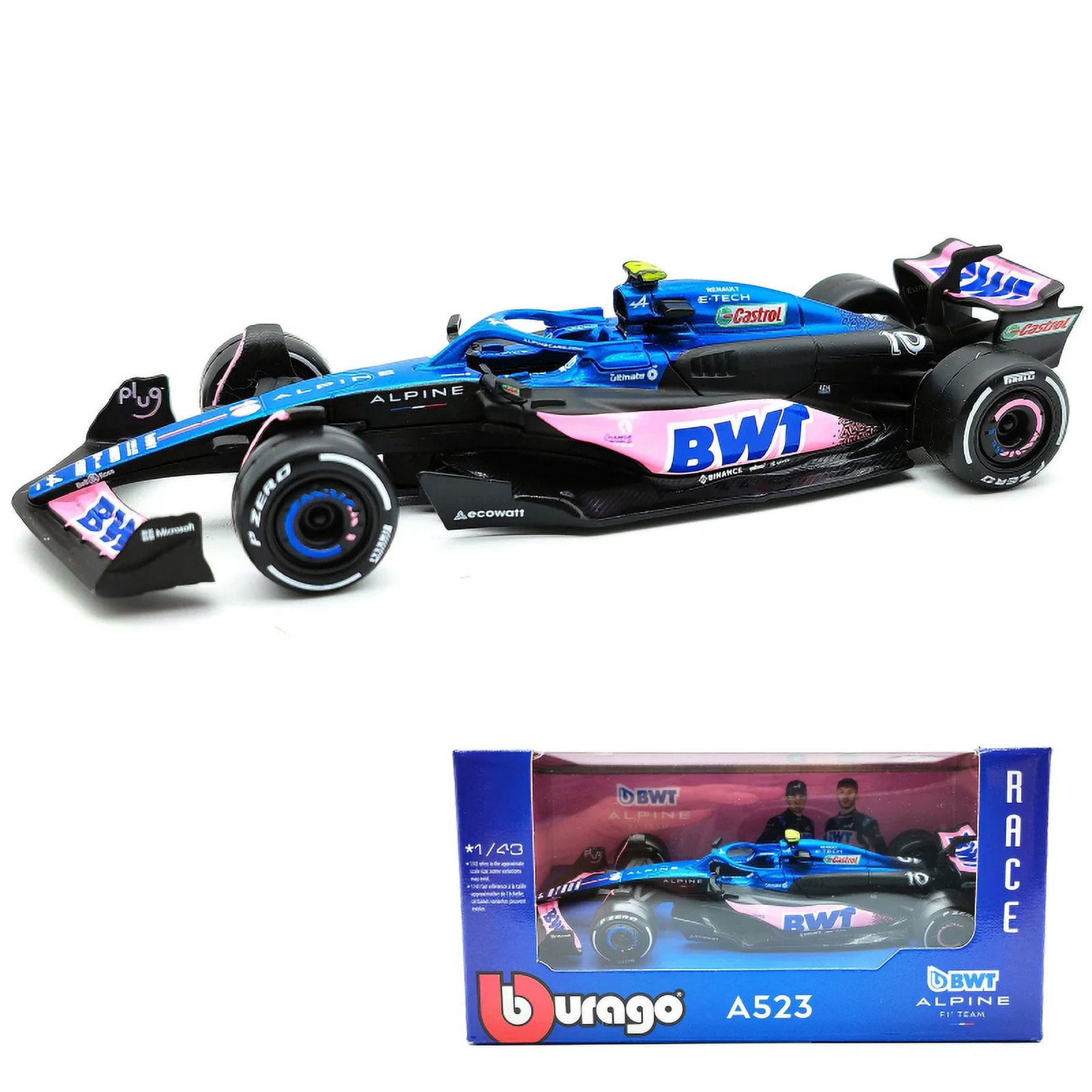 1:43 Aston Martin AMR23 Mercedes W14 Red Bull RB19 Miami GP Ferrari SF23 Alpine A523 F1 Model Formula Car Static Racing A523-10
