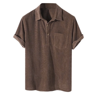 BOBOGOJP Polos à Col en V pour Hommes, Manches Courtes, Chemises à Col, Polo de Golf, Séchage Rapide, T-Shirts Athlétiques (Brun, TG)