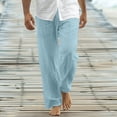 thumbnail image 2 of WRKEKC Casual Pants for Men Relaxed Fit Straight Leg Beach Pants with Drawstring and Pockets Solid Color for Summer Wear, 2 of 6