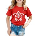 thumbnail image 1 of LUOGENLI T-Shirt pour Filles Garçon et Fille Mode Décontractée Imprimé Col Rond Ample Manche Courte T-Shirt Haut Coton Maxi Hauts Rouge 10-11 Ans, 1 of 3