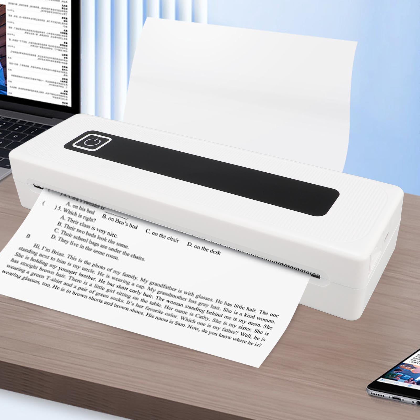 Thermal Printer, Portable Thermal Printer Compact  Connection  for Home
