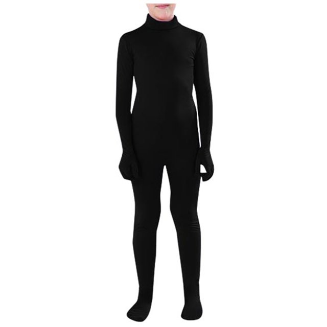 GDREDA Kids Dancewear Solid Color Spandex Zentai Child Unitard (Black,S)