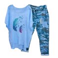 thumbnail image 1 of Ensembles d'Été pour Femmes 2023 T-Shirt à Col Rond Imprimé à Manches Mi-Longues à Enfiler Hauts + Pantalon Ensemble Deux Pièces pour Femmes Sorties en Liquidation, 1 of 6