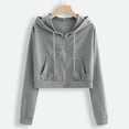 thumbnail image 5 of Babysbule Chandails à Capuchon pour Femmes Liquidation Femmes Décontracté Uni Manches Longues Fermeture Éclair Poche Chemise Chandail à Capuchon Chandail Hauts, 5 of 5