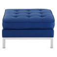 thumbnail image 3 of Modway Loft Tufted Button Faux Leather Upholstered Square Ottoman in Silver Navy, 3 of 4