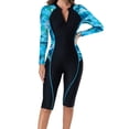 thumbnail image 2 of Women's Long Sleeve Rash Guard Swim Top and Shorts Set with Chest Pads for Surfing and Swimming, 2 of 6