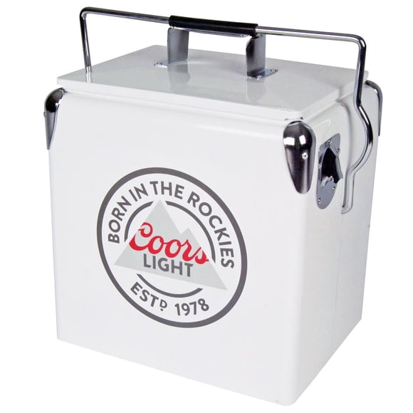 Coors Light Retro Ice Chest Cooler with Bottle Opener, 13L (14 q), Compact Cooler for Outdoor Adventures