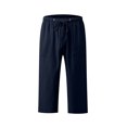 thumbnail image 4 of Kaemgyyd Womens Plus Size Capris Lounge Drawstring Cotton Linen Bermuda Shorts Flowy Wide Leg Beach Vaction Cropped Trousers, 4 of 6