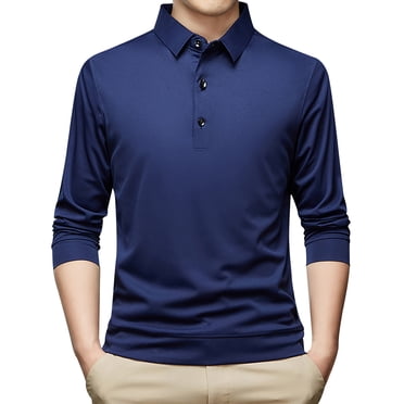 Ketyyh-chn99 Knitted Polo Shirts For Men Big and Tall Shirts Men's Short Sleeve Polyester Polo Collar Polo Shirt Regular Fit Navy,L