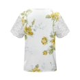 thumbnail image 5 of EGNMCR T-Shirts pour Femmes Femmes Mode Été Pli Imprimé Régulier Femmes Manches Courtes Col en V Bouton Haut, 5 of 5