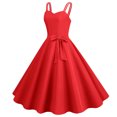 thumbnail image 2 of Robes d'Été pour Femmes Décontractées Sans Manches Femme au Foyer Soirée Bal Robe Maxi Mode Rouge TTG, 2 of 5