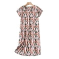 thumbnail image 1 of Pyjama en Coton pour Femmes, Nuisette Grande Taille Vêtements Tricotés Doux à Manches Courtes Col Rond, Rouge P-TG,, 1 of 4
