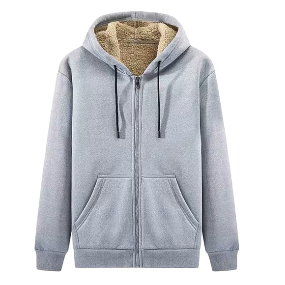 Pisexur Plus Size Jackets for Men Men's New Fall And Winter Padded Hooded Zipper Cardigan Sweater Solid Color Versatile Casual Padded Jacket Fall Jackets Fleece Jacket Men