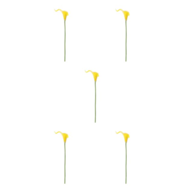 kurtrusly Wedding Decor With Simulated Calla - Choose Variety Of Colors And Styles With High 3D And Simulation Durable PU Pure Yellow 5PCS