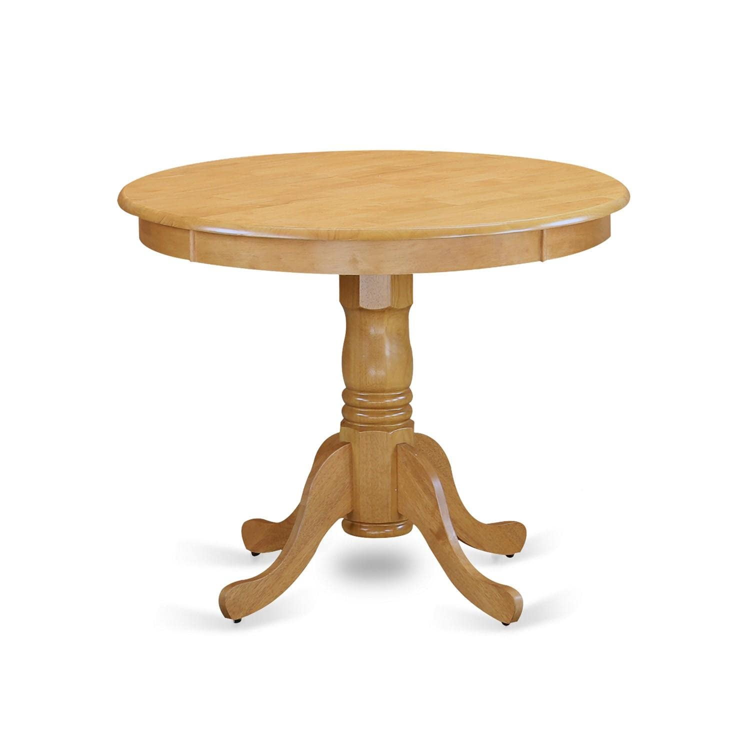 Pemberly Row Contemporary Antique 36" Round Wood Dining Table in Oak