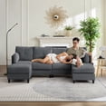 thumbnail image 3 of Mjkone 4-seater U Shaped Sectional Sofa, Corduroy Sectional Couch with Chaise, Modern Modular Couches and Sofas for Living Room-Dark Grey, 3 of 6