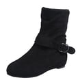 thumbnail image 3 of Bottes Mi-Mollet Décontractées pour Femmes, Mode, Boucle, Suède, Bout Rond, Plates, Sans Talons, Bottillons Courts, Hiver Automne, 3 of 6