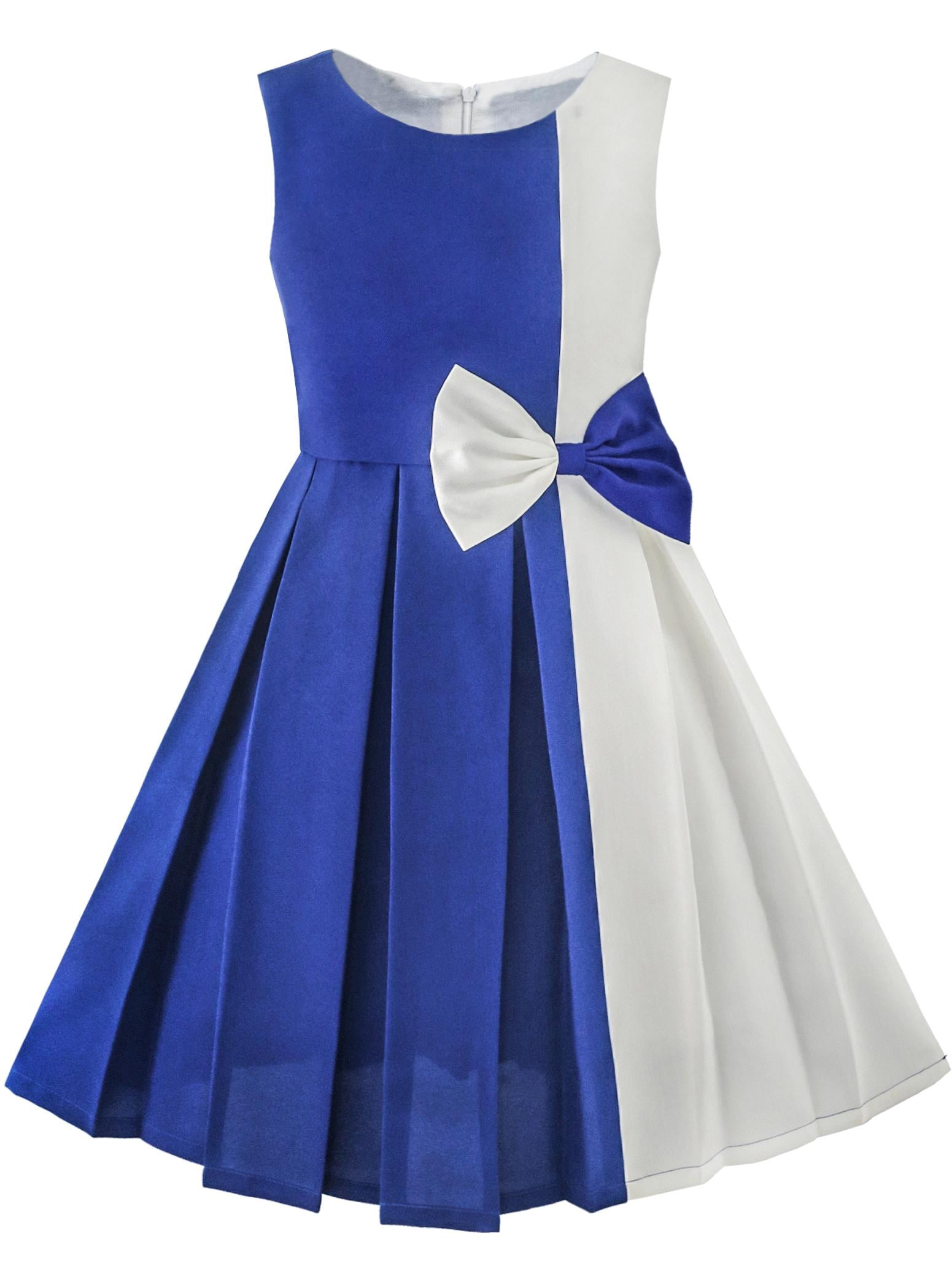 Girls Dress Color Block Contrast Bow Tie Everyday Party 6 Years