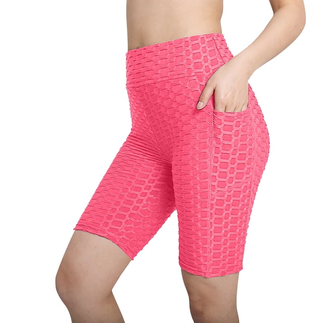 KIHOUT Women's High Waist Workout Shorts Butt Lifting Tummy Control Ruched Booty Running Yoga Shorts with Pockets