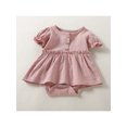 thumbnail image 3 of Xingqing Barboteuse-Robe pour Bébés Filles, Vêtements d'Été, Uni, Manches Courtes, Boutons, Volants, Combinaison, Cache-Couche, 3 of 7