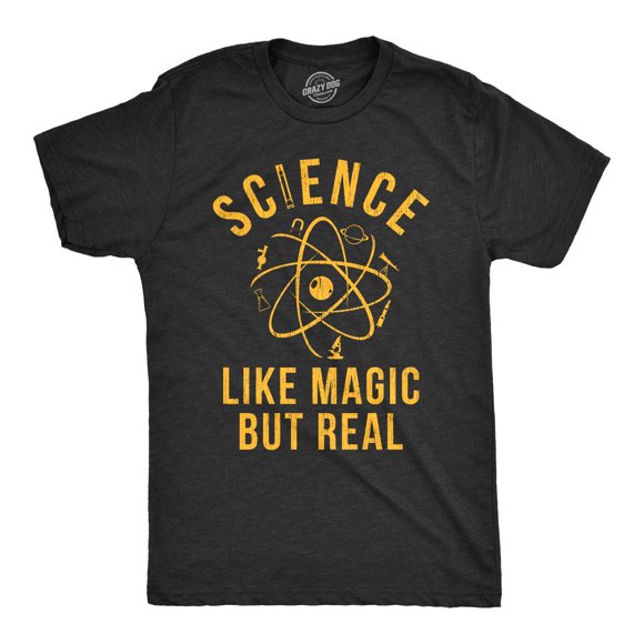 Mens Science Like Magic But Real T Shirt Funny Nerdy Teacher Tee (Heather Black) - XL