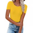 thumbnail image 2 of Timegard Tops for Women Summer Crew Neck Short Sleeve Solid Color Blouse Casual Tops Basic Tee Shirts, 2 of 6