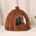 thumbnail image 2 of Semi-Enclosed Pet Bed 15x13in Detachable Washable Flannel Kennel Mat For Cats Small Animals Soft Support Base Brown, 2 of 6