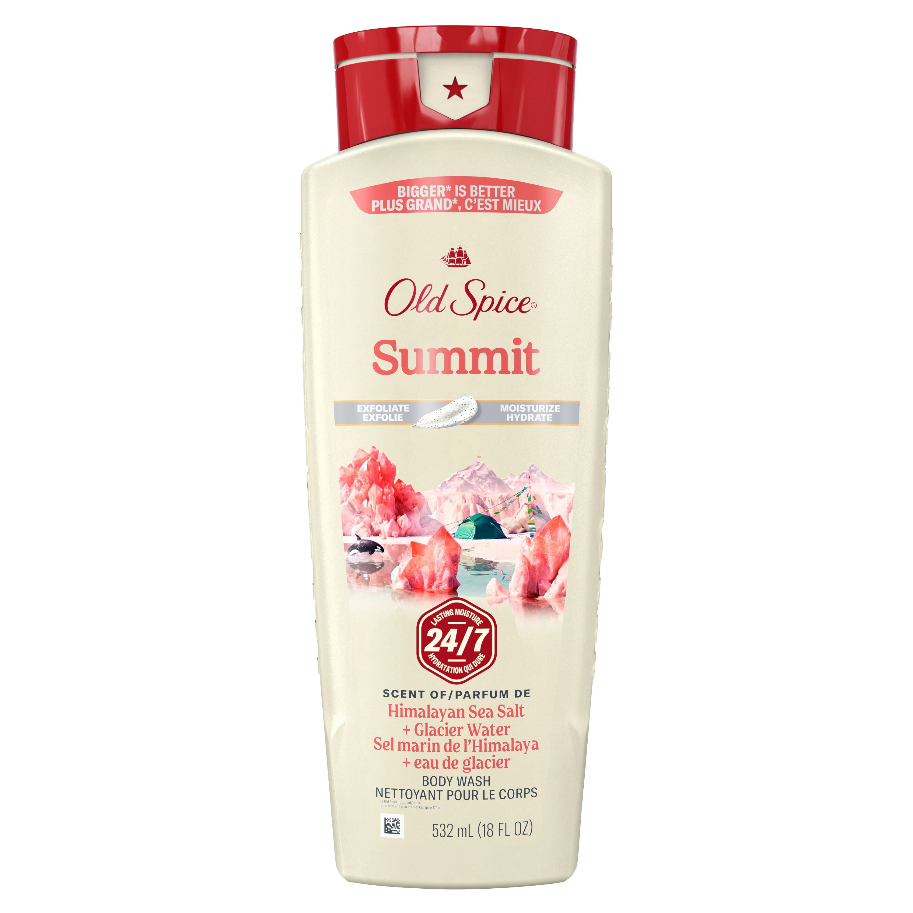Old Spice Men's Body Wash for Men, Summit Scent, 24/7 Shower Fresh, Exfoliation + Moisturization