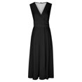thumbnail image 4 of AherBiu Formal Dresses for Women Sleeveless Deep V Neck Ruched Flowy Evening Party Cocktail Maxi Dress, 4 of 5