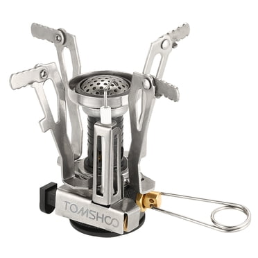 Mini Backpacking Canister Stove Burners Camping Outdoor Cooking Foldable Hiking Supply Butane Propane Canister Compatible